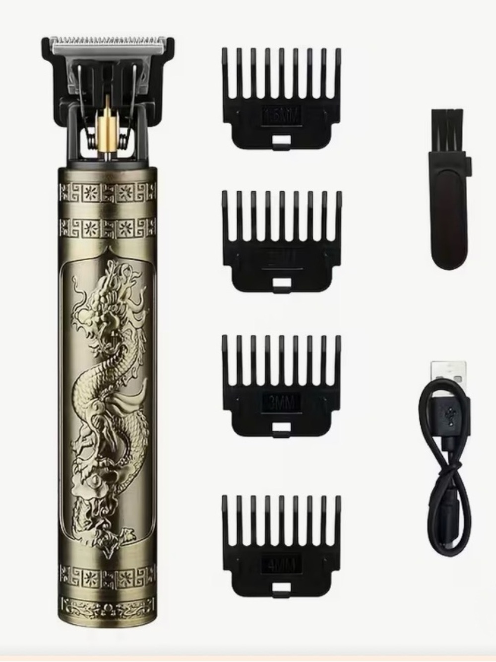 Men's Electric Hair Trimmer - Gold Dragon Design